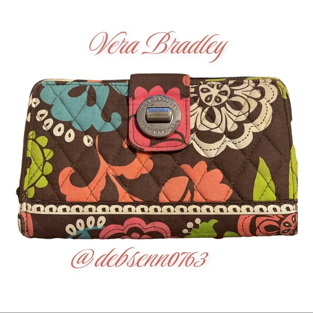 Vera Bradley Turn Knob Lock Large Wallet - Picture 1 of 4